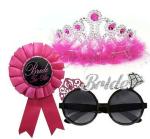 Festiko Bride To Be Combo For Bridal Shower, Pre Marriage Photoshoot, Bachelorette Party, HenS Party, Pre Marriage Function (Badge, Crown, Goggles)