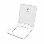 ELEGANT CASA Colour White A-19 Sleek Design Soft-Closing Rectangular PP Seat Cover Commode Cover (41 x 36 cm) Adjustable Hinges (Hole distance) from 13-18CM