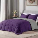 PumPum Grey and Purple Microfiber Reversible King Size Comforter 100 inch x 90 inch
