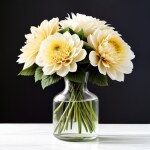 Love Creation A4 Size poster print for creative wall art- vibrant-dahlias-and-earl-grey-roses-watercolor-art-print-11022(Non Sticker)