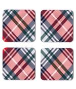 Whats Your Kick Pattern Design Mix Color Check Pattern Design Printed Set of 4 Coaster With Metal Stand
