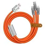 Verilux 3 In 1 Usb Charging Cable, Support 120W Charge Cord With Type C/Lightn-Ing/Micro-Usb Chubby Cable Heavy Duty Silicone Usb Charging Cable For Iphone/Ipad/Tablets/Samsung Galaxy, ?Orange