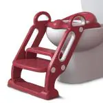 Infantso Mehroon Potty Training / Step Toilet Cushioned Seat With steps And Easy Grip Handle Maroon