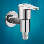 CUROVIT Torremo ZINC Alloy Wall Mounted Washing Machine Nozzle Bib Cock/Short Nose Tap Silver in Color Chrome Finish Quarter Turn with Wall Flange in Bathroom & Kitchen Area