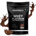 NAKPRO Platinum Whey Protein Isolate| 28g Protein, 6.42g BCAA Supplement Powder (1 Kg, Chocolate)
