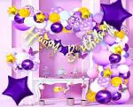 SV Traders Happy Birthday Royal Purple Theme Decoration Combo Of 80 Pcs-