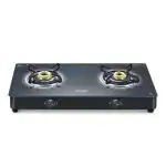 Prestige Royale Plus GT 02 Toughened Black Glass Top Gas Stove(Manual, 2 Brass Burners, Black, Baati/Tandoor Stand Inside)