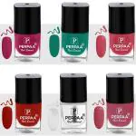 Perpaa Pink, Light Pink, Green, Glitter Pink, Deep Red, Transparent Nail Polish (Pack Of 6)