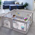 baybee Kids Playards Playpen for Babies, Smart Folding & Portable Baby Activity with Safety Lock & Pull Rings, Play Gate Fence for Toddlers, Indoor Outdoor Activity Upto 5 Years boys Girls (150*150CM)