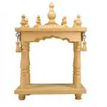 santarms Handcrafted Beige Rectangular Wooden God Temple (7.6 x 15.2 x 20.3 cm)