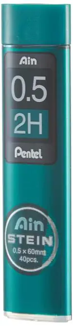 Pentel Ain Stein Mechanical Pencil Lead | Tip Size 0.5 MM | Lead Of Grade 2H | Pack of 40 Pcs (C275-2H)