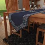 Home Heart Blue Cotton Table Runner, 14x45 inch