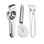 JISUN Stainless Steel Lemon Squeezer & Pizza Cutter & Pakkad for Kitchen Tool Set