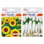 Kraft Seeds Sunflower Dwarf Flower and Radish White Vegetable (Pack of 2) 20 Seeds Each