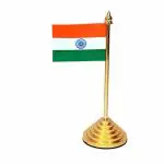 DESKDOCK Indian Flag for Car Dashboard, Office table, Drawing Table For study Table 8inch (Golden Flag)