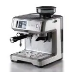 Ariete Metal Coffee Machine 1312, 1600 Watt, 15 Bar, 220 g Bean Capacity, Grinding Adjustment, Digital Display, ESE Pod Compatible, Maxi Cappuccino Device, Silver