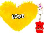 Piybha Store Yellow Heart Shape Pillow and Red Love Keychain
