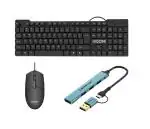 iVoomi Quest Plus Wired Keyboard + Pride wired Optical Mouse + Nexus 401 Type C /USB 4 Port Hub