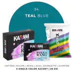 Kadam Pakka Rang Fabric Dye for Clothes Permanent | Fabric Dye Colour for Clothes | Dye for Faded Jeans | 5 sachets of Shade 34 Teal Blue Colour & 5 sachets of DyFix Color Fixer Liquid…