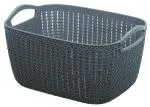 Kuber Industries Grey Plastic Unbreakable Plastic Flexible Large Storage Baskets with Handles