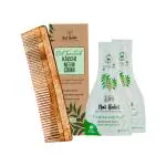 Nat Habit -Dual Tooth Wooden Kacchi Neem Comb & Neem Bhringraj Hair NutriMask For Hair Growth, Hairfall Control & Hair Smoothening (Combo Pack of 3)