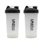 LAZYwindow Sporty Plastic GYM Shaker | Protein Shaker with Blender Ball | BPA-Free 700ml White (Pack of 2)