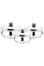 Luxuria Steel Biriyani Dish Heavy Cookware Set 3 Pieces