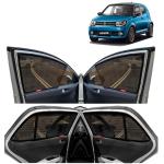 Kingsway Car Magnetic Sun Shades Curtains for Maruti Suzuki Ignis, Model Year : 2016 Onwards, Half Cut in Front Window with Rear Windshield, Color : Black, Cotton Mesh, Complete Set of 5 Piece
