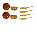 Caffeine Mustard Stoneware Soup Bowls With Spoon (Set Of 4)