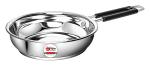 Kitchen Clue Silver Stainless Steel Heavy Guage Fry Pan With Silicon Handle 1800 ml