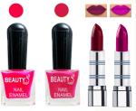 OUR BEAUTY Perfect Combo Of Velvet Matte Lipsticks Ultra Shine Nail Polish (Set Of 4)