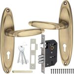 Buckler Brass Gold, Black 7 Inch Mortise Handle Set With 65Mm Double Turn Bullet Lock