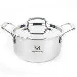 The Indus Valley Triply Non-Stick Silver Stainless Steel Sauce Pot with Steel Lid 18 cm