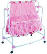 Pandaoriginals Premium Pink Cradle with Soft Cushion and Mosquito net (Pink)