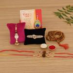 CraftVatika Multicolor Wood Rakhi Gift Combo Set 7 x 5 cm (Pack of 7)