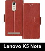Sbms Lenovo K5 Note Brown Artificial Leather Shock Proof Flip Cover