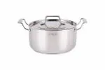 Praylady Silver Stainless Steel INOX 3 Plus Series Hammered Cooking Pot with Lid - 4 L