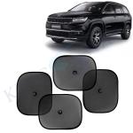Kingsway Car Curtain Sticky Sun Shade Universal Use for Jeep Meridian, 2022 Onwards Model, Color : Black, Mesh, Pack of 4 Piece Car Sun Shades Blinds Cover