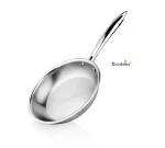 BRODEES Tri Ply Stainless Steel Fry Pan 22 cm Diameter - Induction Bottom 1.25 LTR Capacity