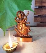 Amishi Blissful Decors Handicraft Small maa Saraswati Vidya Devi Idol Metal Saraswati MATA Statues for Car Dashboard Mandir Pooja Murti Temple Puja Home Decor Office Showpiece
