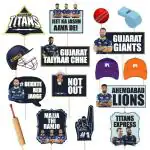 Festiko Team Gt Photo Booth Props (16 Pcs), Ipl Props, Cricket Theme Photo Booth Props, Cricket Party Props