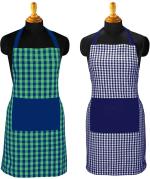 Akhvi AV-AP-228 Multicolor Checkered Cotton Chef Apron (Pack of 2, Free Size)