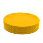 Jaycee Microwave Safe and Unbreakable Yellow Round Plastic Dinner Plate - 11 inch (pack of 12)