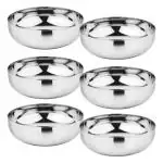 Prabha Stainless Steel Craft Halwa Plate, Wati, Bowl, Serving Bowls, Katori, Vati Set Of 6 Pcs