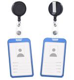 Shining Zon Heavy Duty Retractable Badge Holder with Aluminum Metal Vertical ID Card Holders for Office ID Cards (Set Of 4 Black Yoyo)