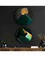 The Artment your artistic apartment Matte Finish Multicolor Round Canvas Wall Decor Painting 1 x 1.5ft (Set of 2)