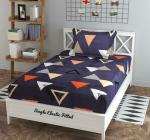 Home Designs Hook and Loop Aqua Blue Teddy Cotton Geometric 1 Bedsheet with 1 Pillow Case 72 x 78 inch