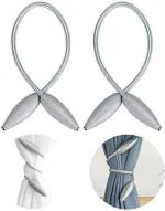 Hasthip Grey Polyester Woven Curtain Hooks, Free Size (Set Of 2)