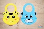 The Little Lookers Sky Blue & Yellow Silicone Adjustable Strap Feeding Bib (Pack of 2)