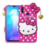 Fastship Rubber Hello Kitty with Golden Latkan Case Back Cove Perfect Fit for Vivo 1901 / Vivo_Y15 - Pink